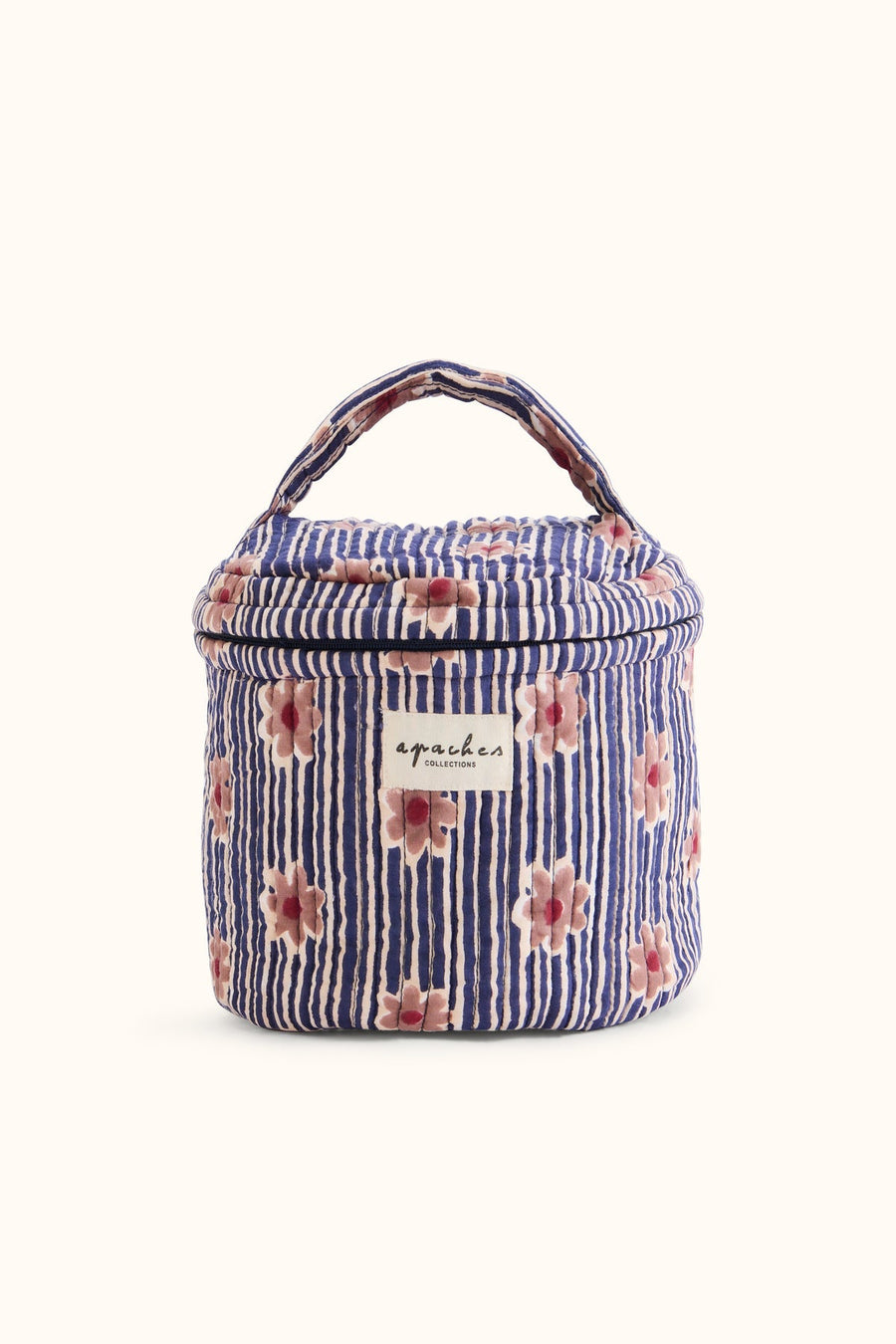 Vanity rayé fleuri en coton matelassé Tara – Anna Indigo