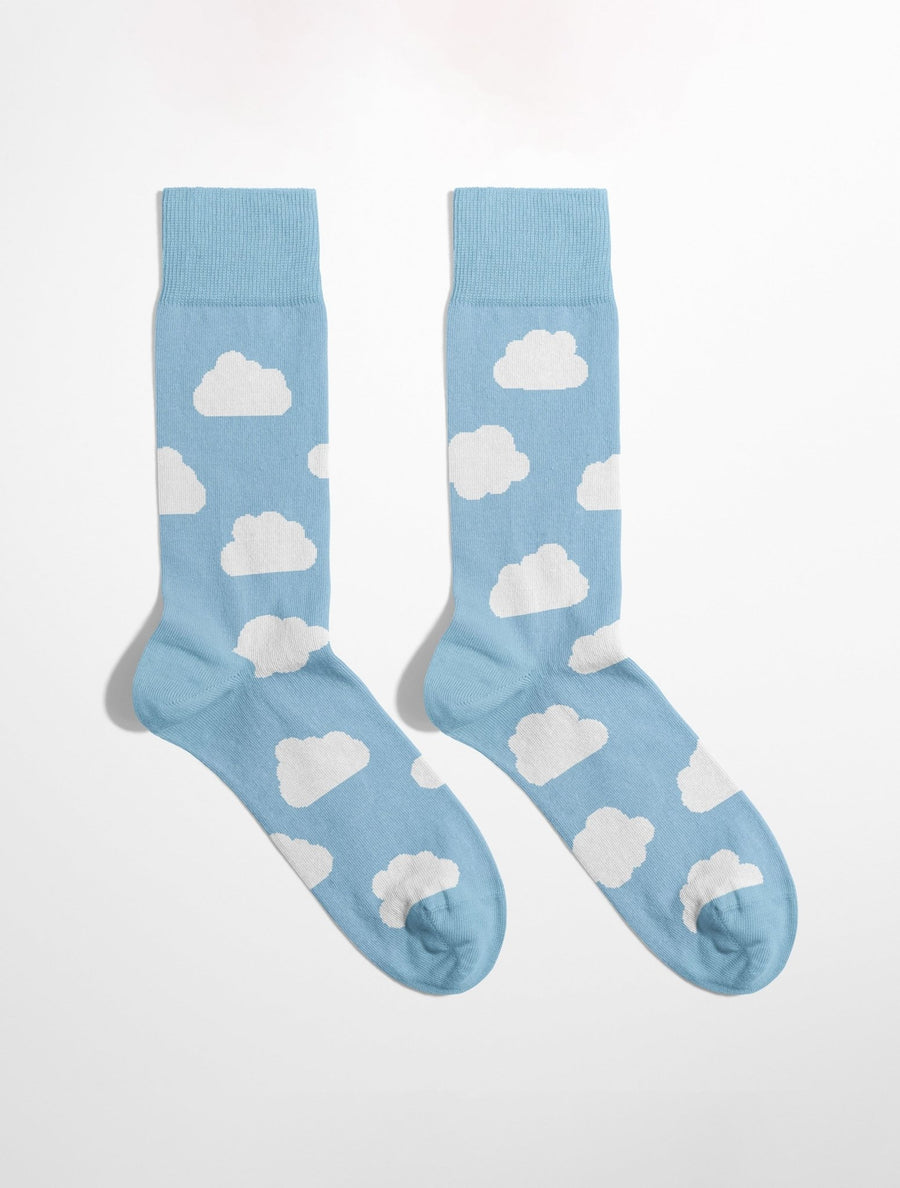 Chaussettes fantaisie homme imprimé nuages en coton