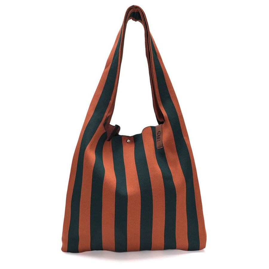 Sac cabas en tricot Lois rayé chocolat