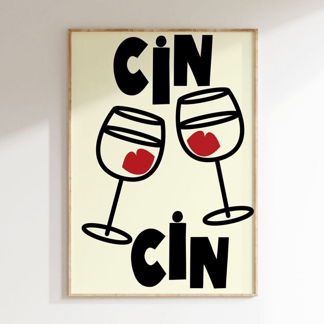 Affiche noire et blanc cuisine Cin Cin