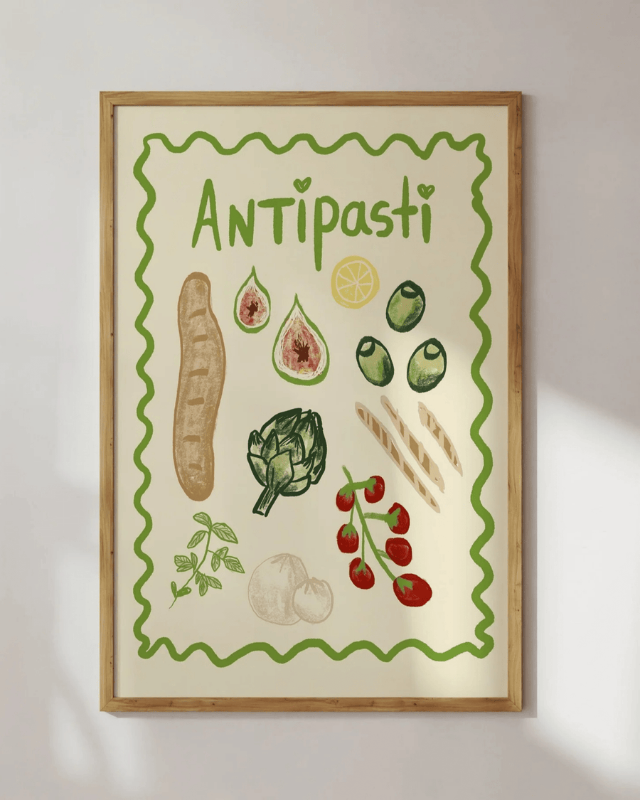Affiche italie antipastis - dessin coloré
