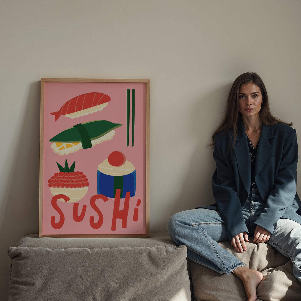 Affiche cuisine Sushi colorée - Inouï