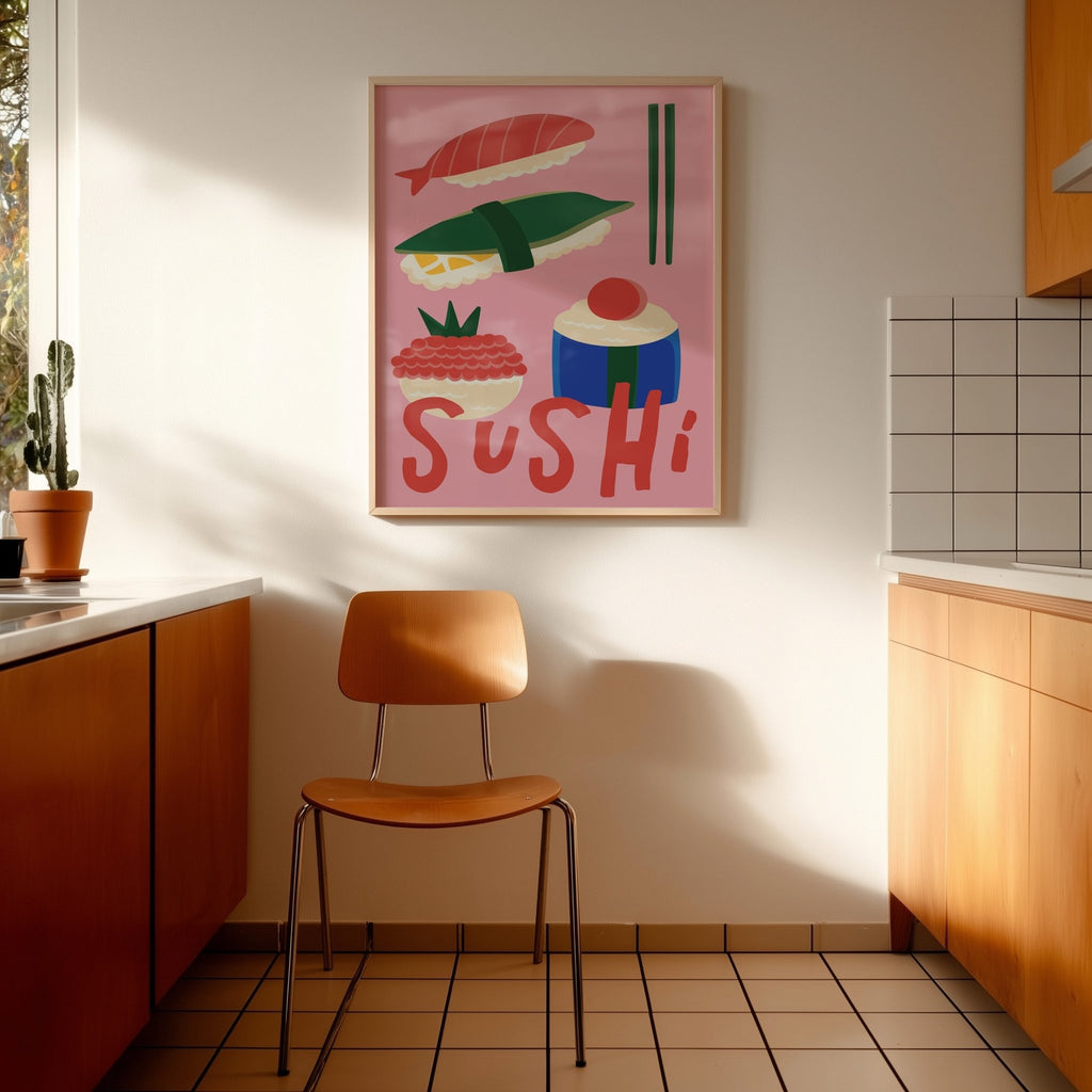 Affiche cuisine Sushi colorée - Inouï