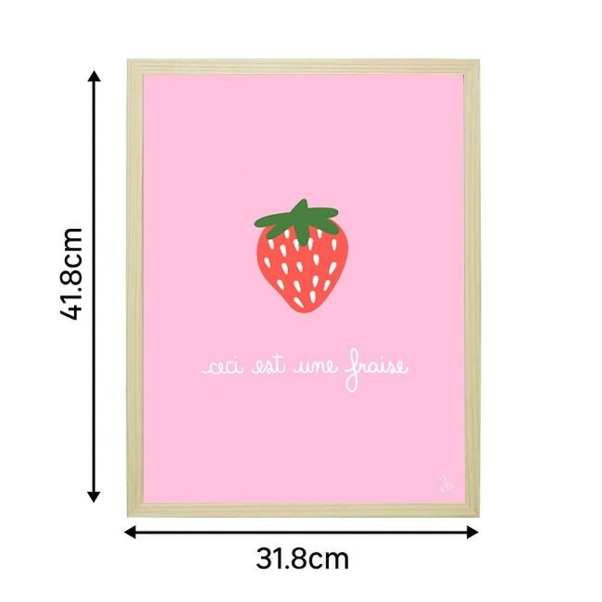 Affiche chambre enfant "fraises" girly rose - illustration fait main