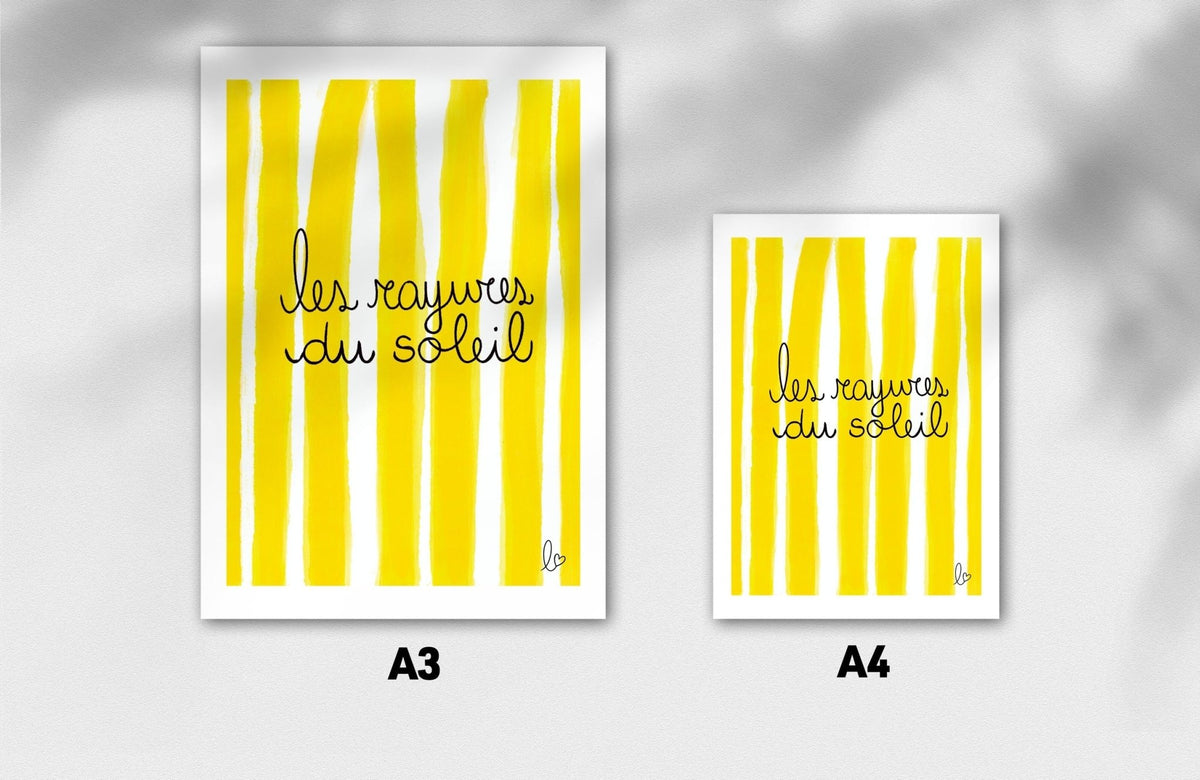 Affiche murale décorative "rayures du soleil" - illustration fait main