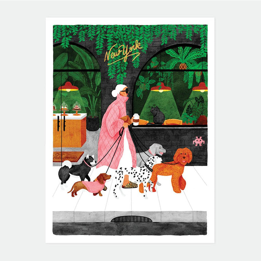 Affiche promenade de chiens - Poster déco dogsitter