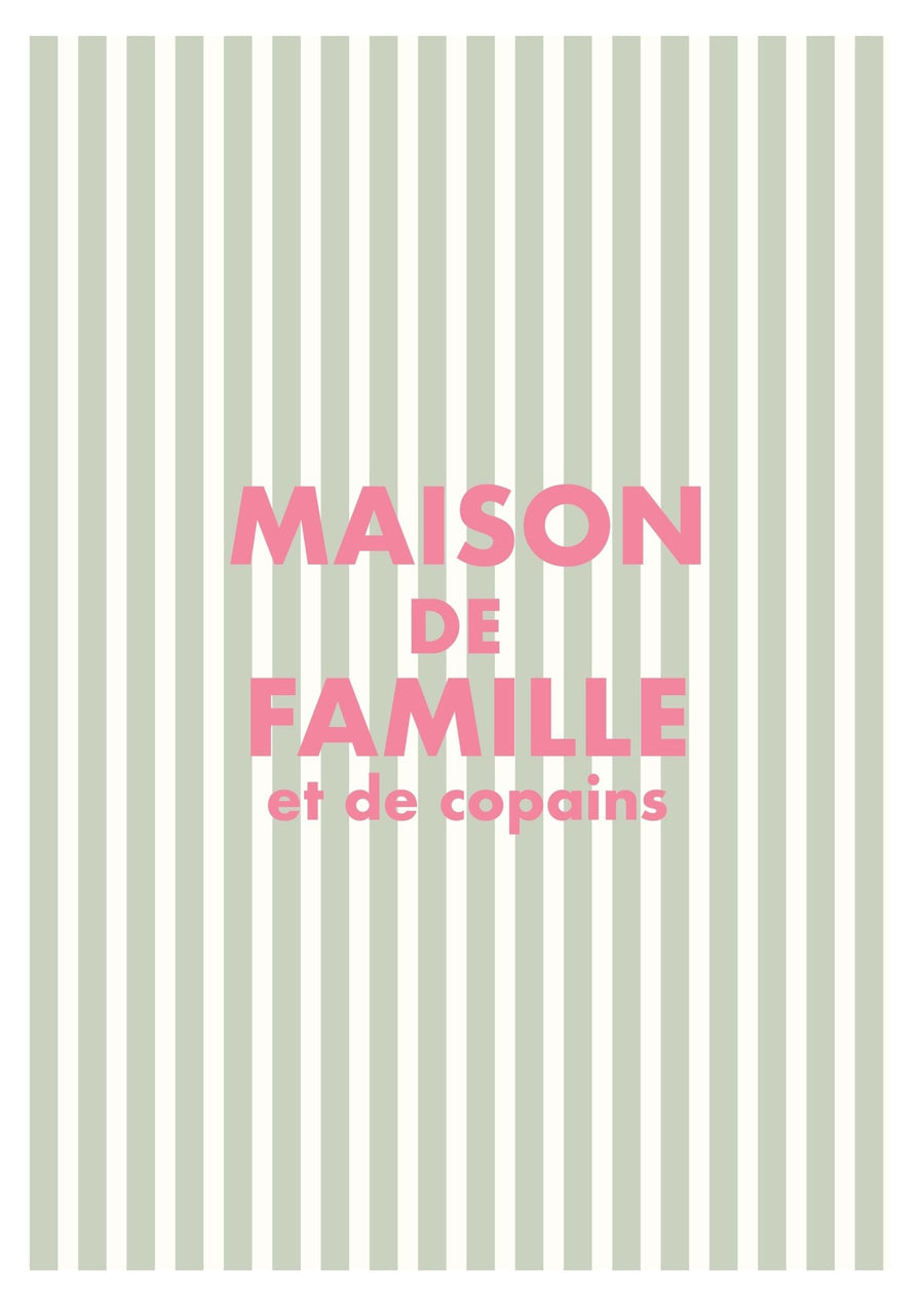 Affiche déco rayures vert pastel maison de famille