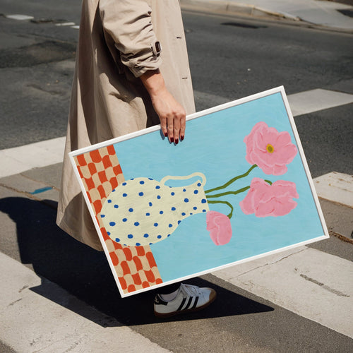 Affiche Pink Flowers Vase - Inouï