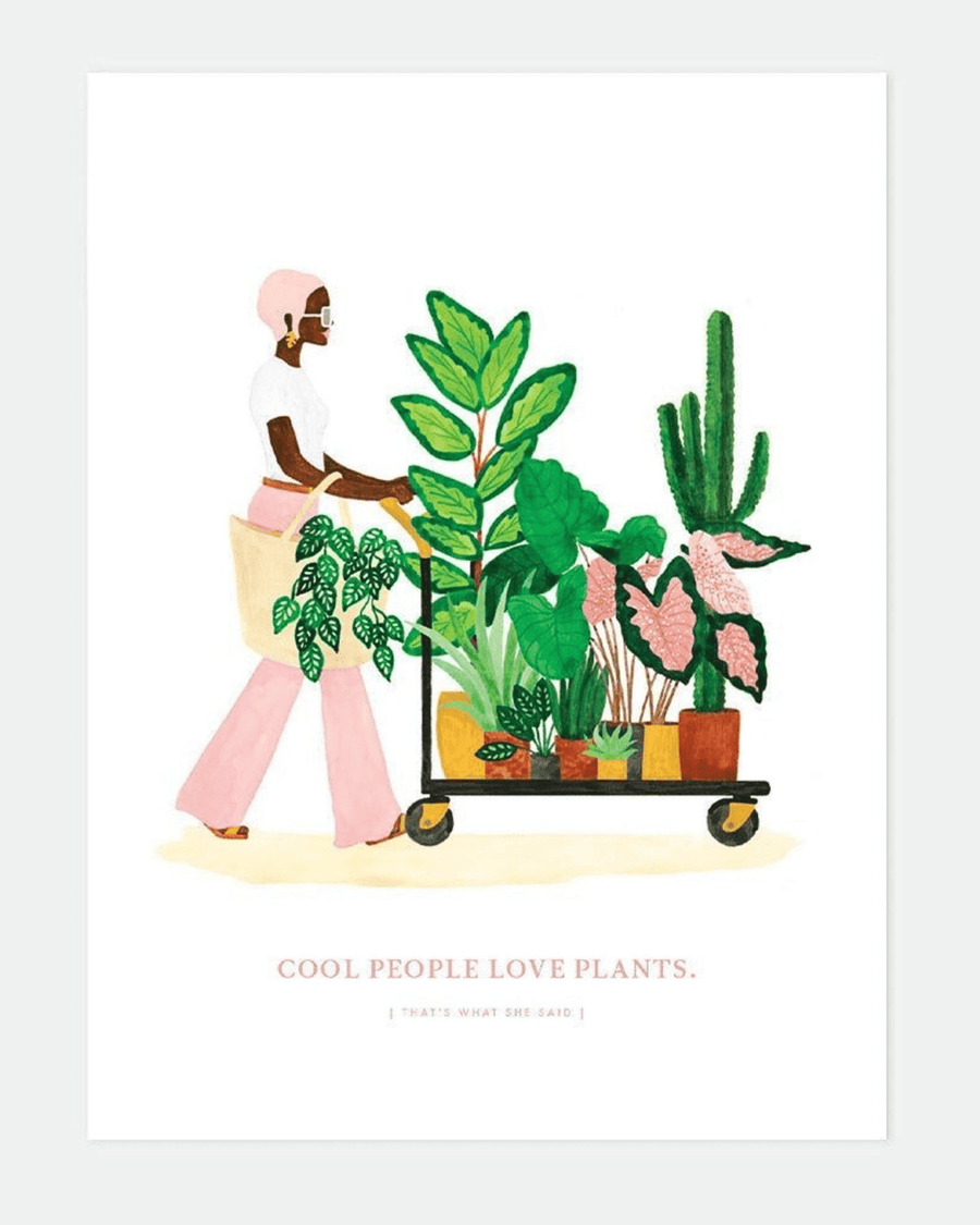 Affiche botanique femme et plantes vertes