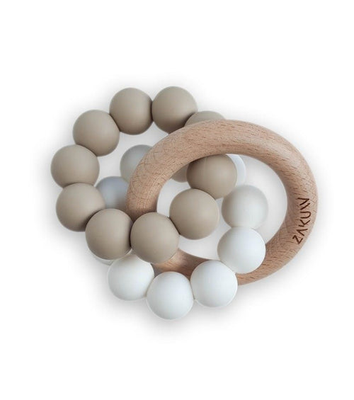 Anneau de dentition en bois et silicone terre d'argile - zakuw