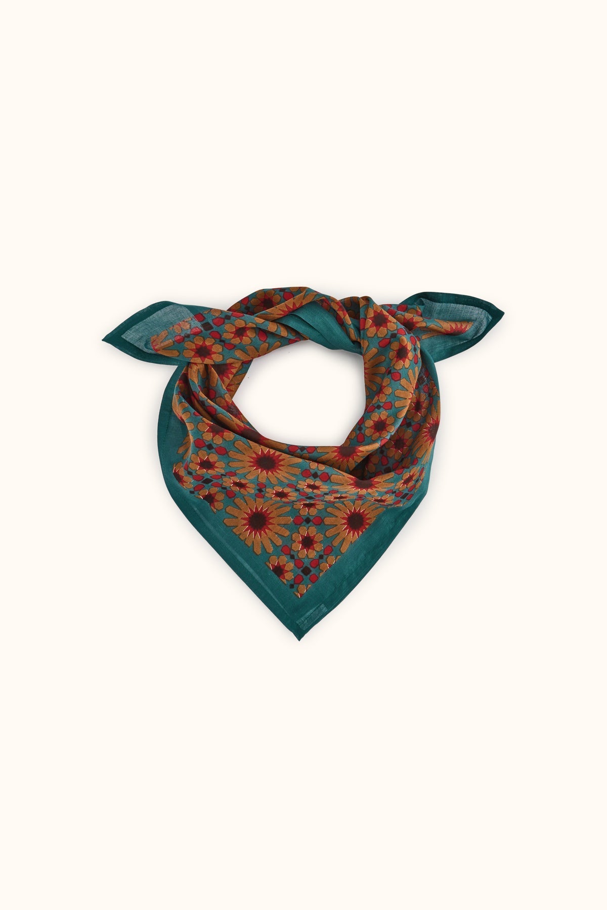 Foulard fleuri en voile de coton Falala – Azul Aloe – Apaches Collections – vue 1