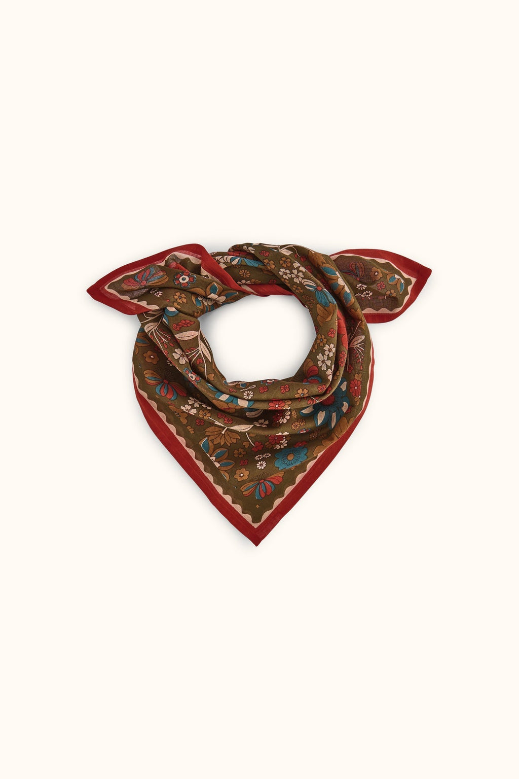 Foulard fleuri en voile de coton Falala – Bolero Fougère – Apaches Collections – vue 1