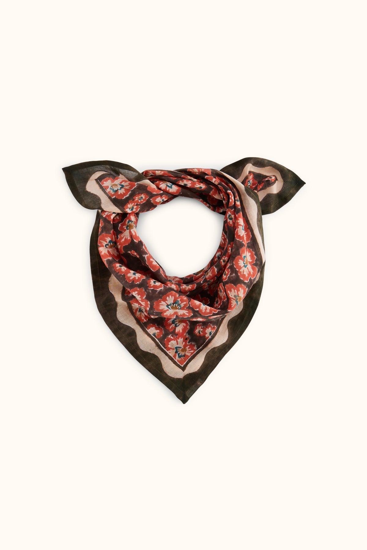 Foulard fleuri en voile de coton Falala – Carmen Chili – Apaches Collections – vue 1