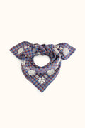 Petit foulard en coton brodé Fayara – Khadi Saphir – Apaches Collections – vue 1