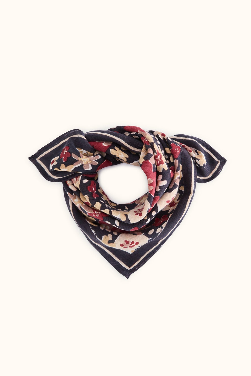 Petit foulard fleuri en coton Manika – Polly Coal – Apaches Collections – vue 1