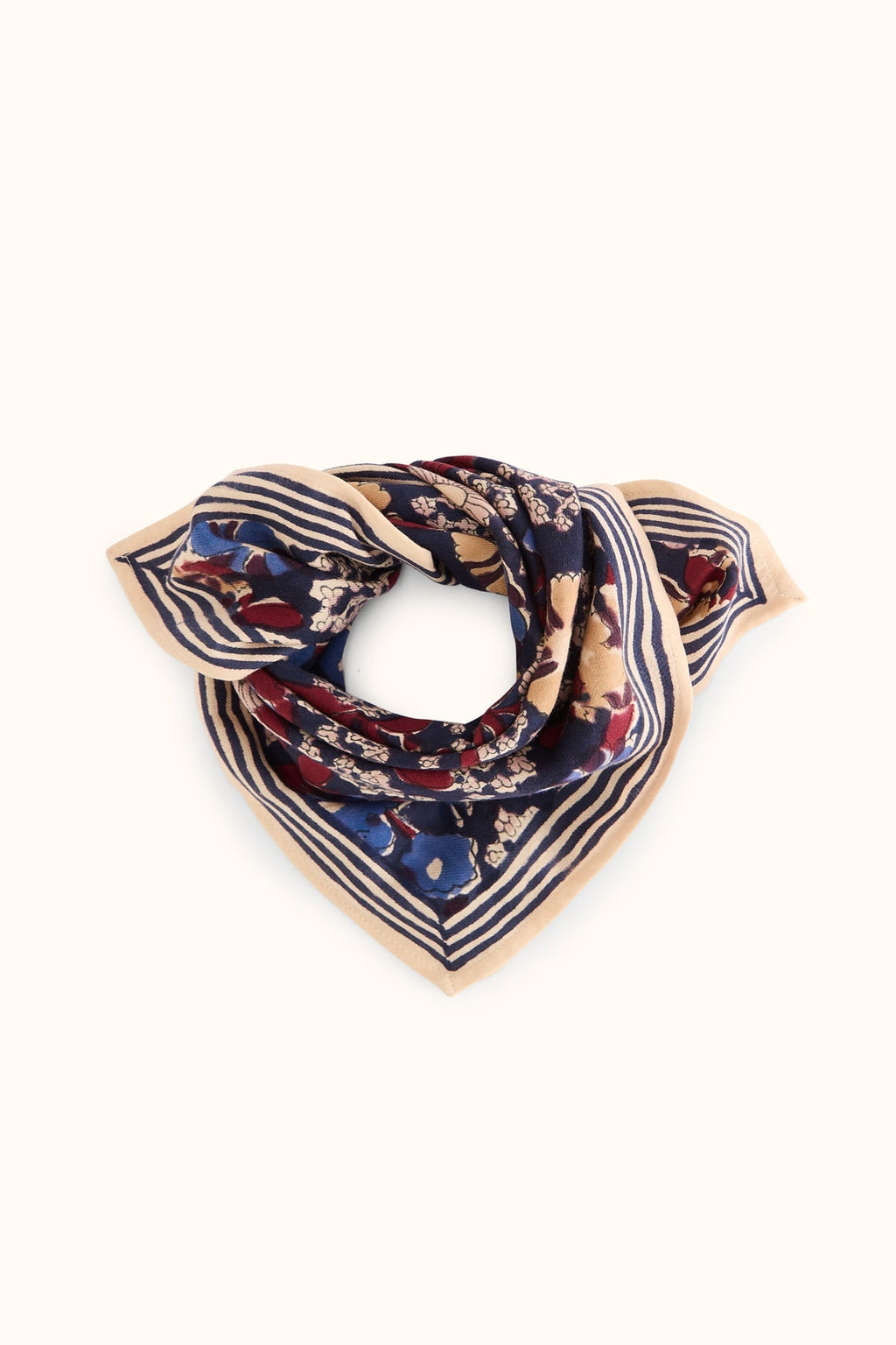 Petit foulard fleuri en coton Manika – September Indigo – Apaches Collections – vue 1