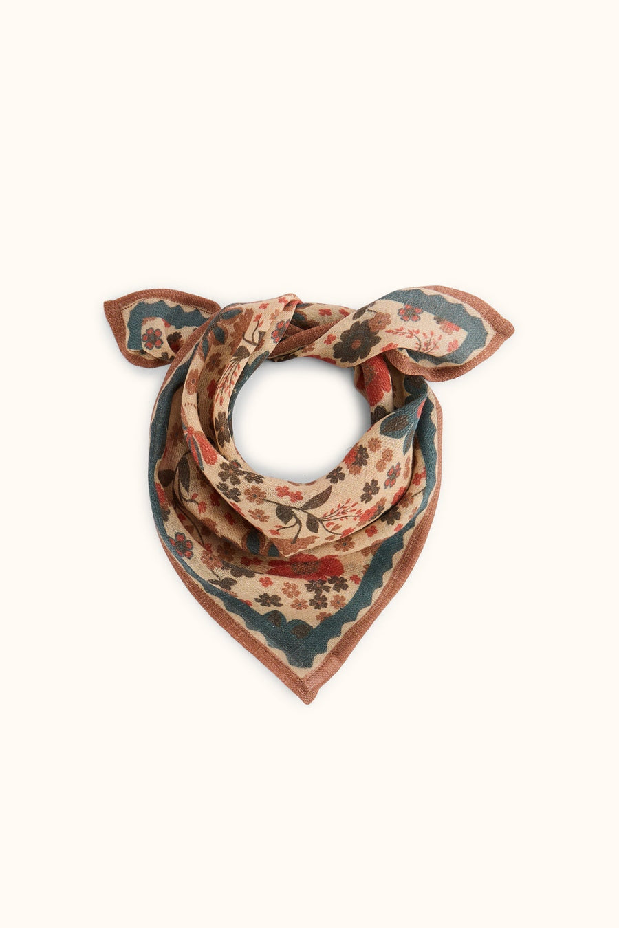 Petit foulard fleuri en laine Farzana - Bolero Macadamia