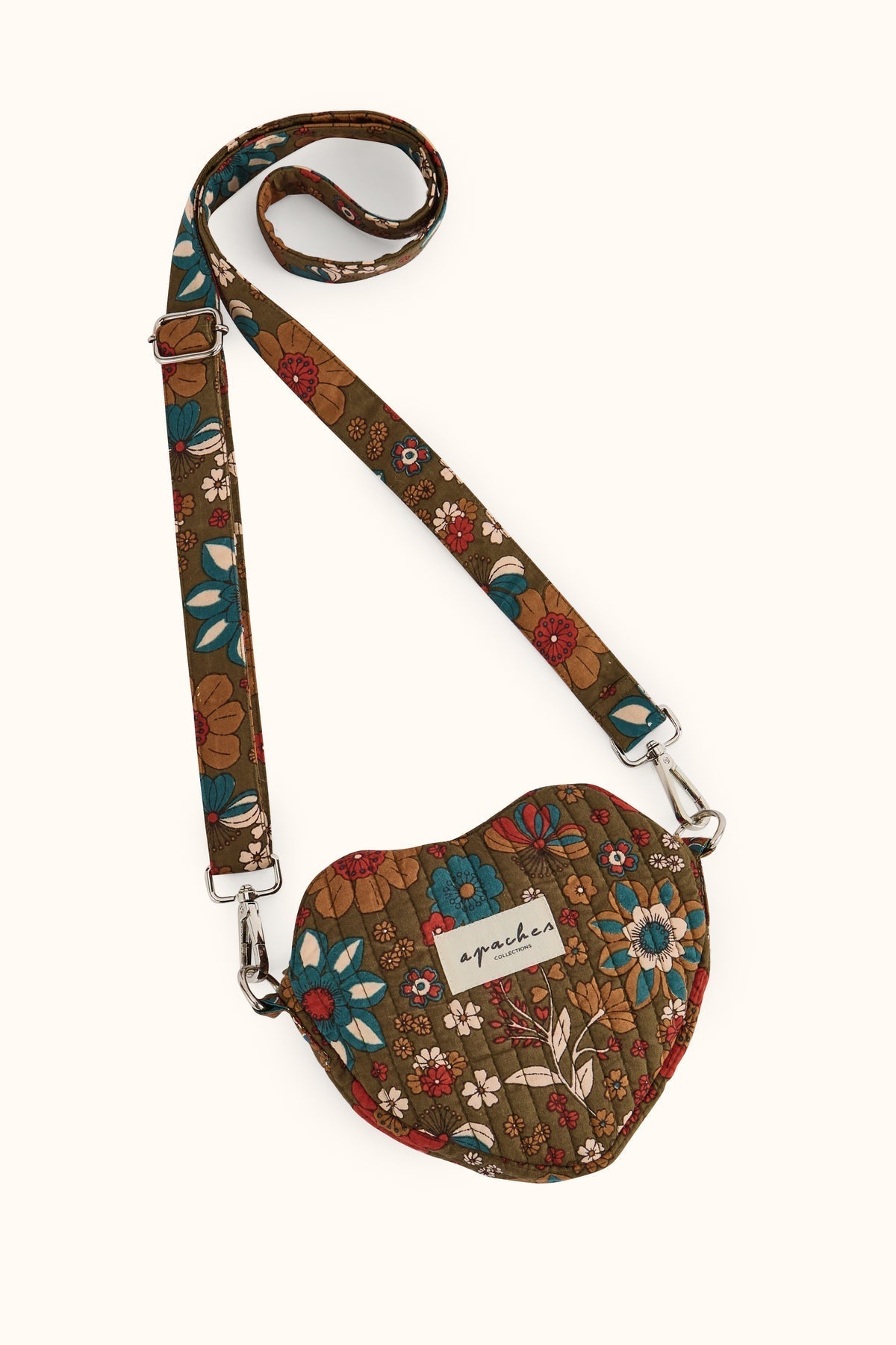Petit sac cœur enfant fleuri Jaan – Bolero Fougère – Apaches Collections – vue 1