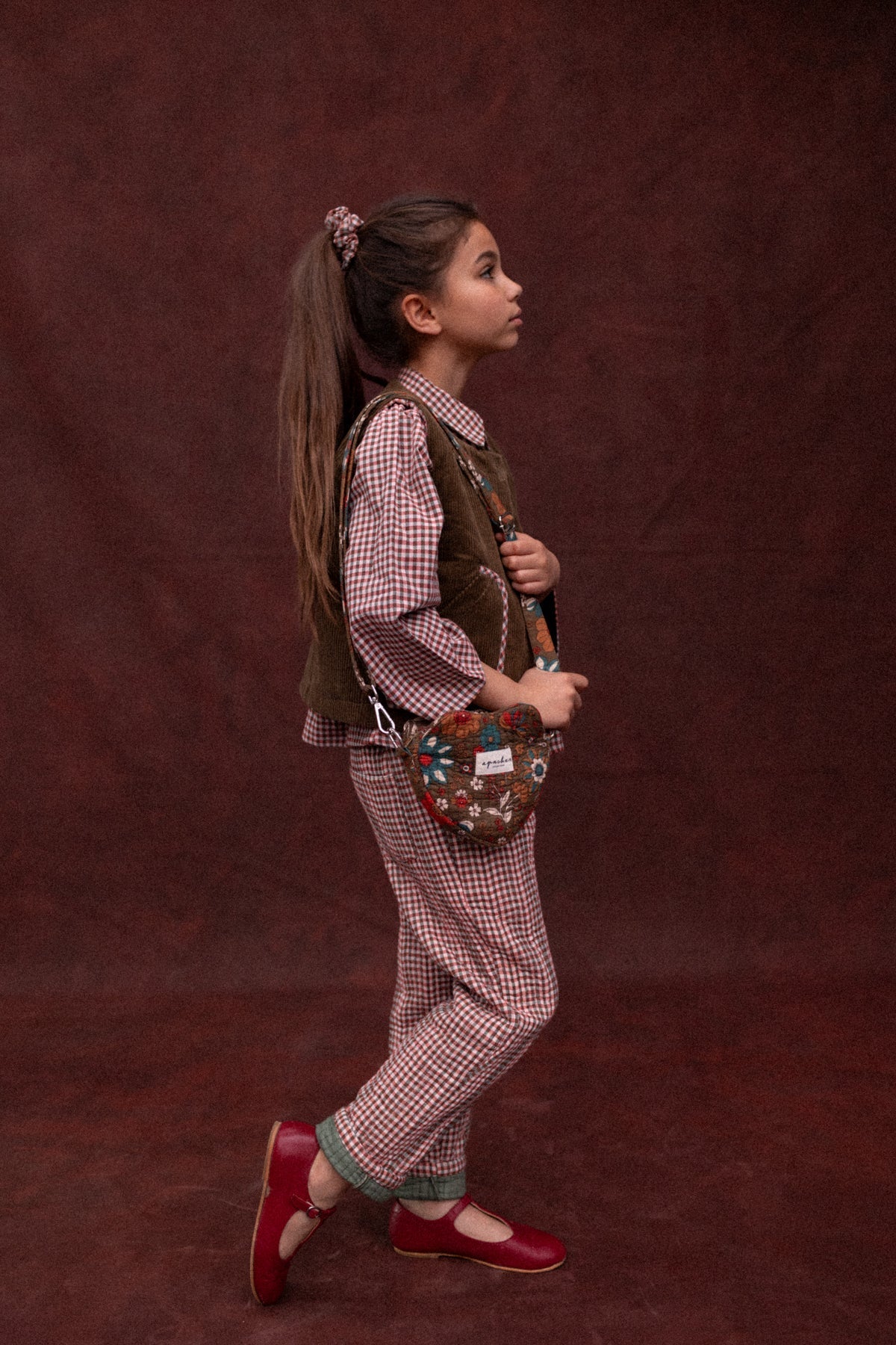 Petit sac cœur enfant fleuri Jaan – Bolero Fougère – Apaches Collections – vue 3