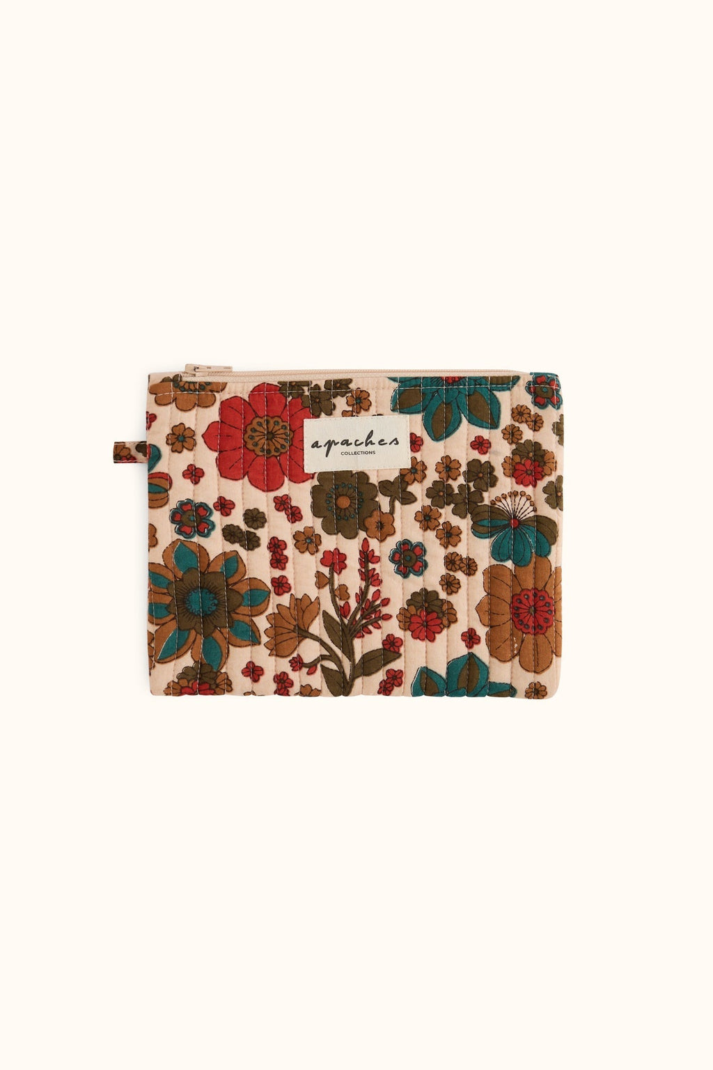 Petite pochette fleurie matelassée Mana – Bolero Macadamia – Apaches Collections – vue 1