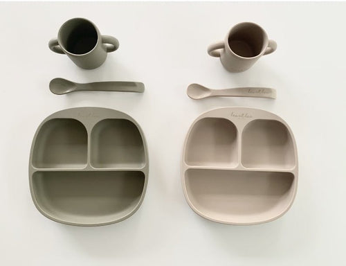 Assiette compartimentée silicone enfant - dusty sage | leo et lea
