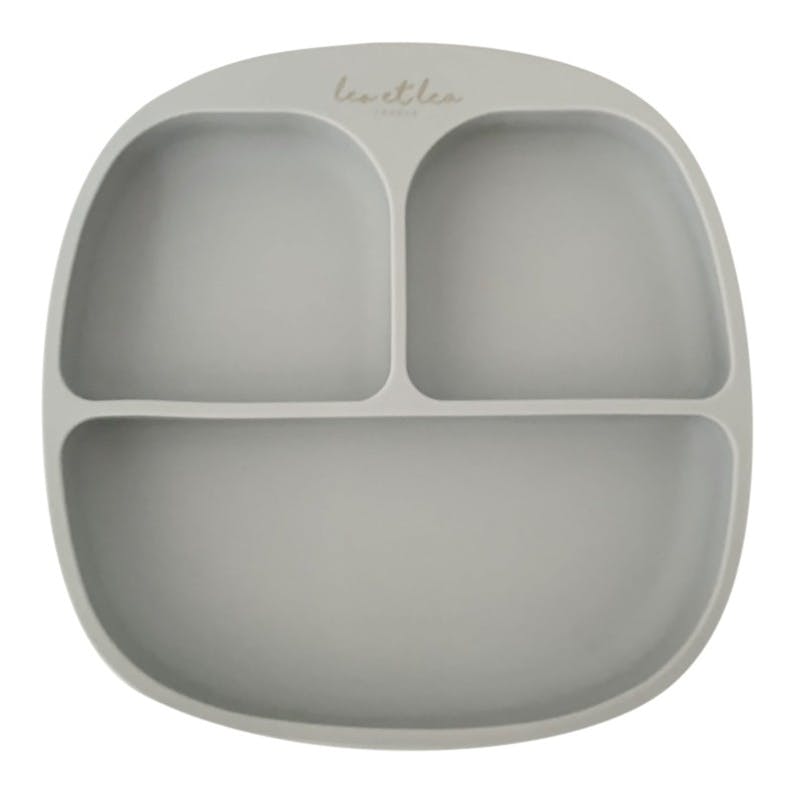Assiette compartimentée silicone enfant - light grey | leo et lea