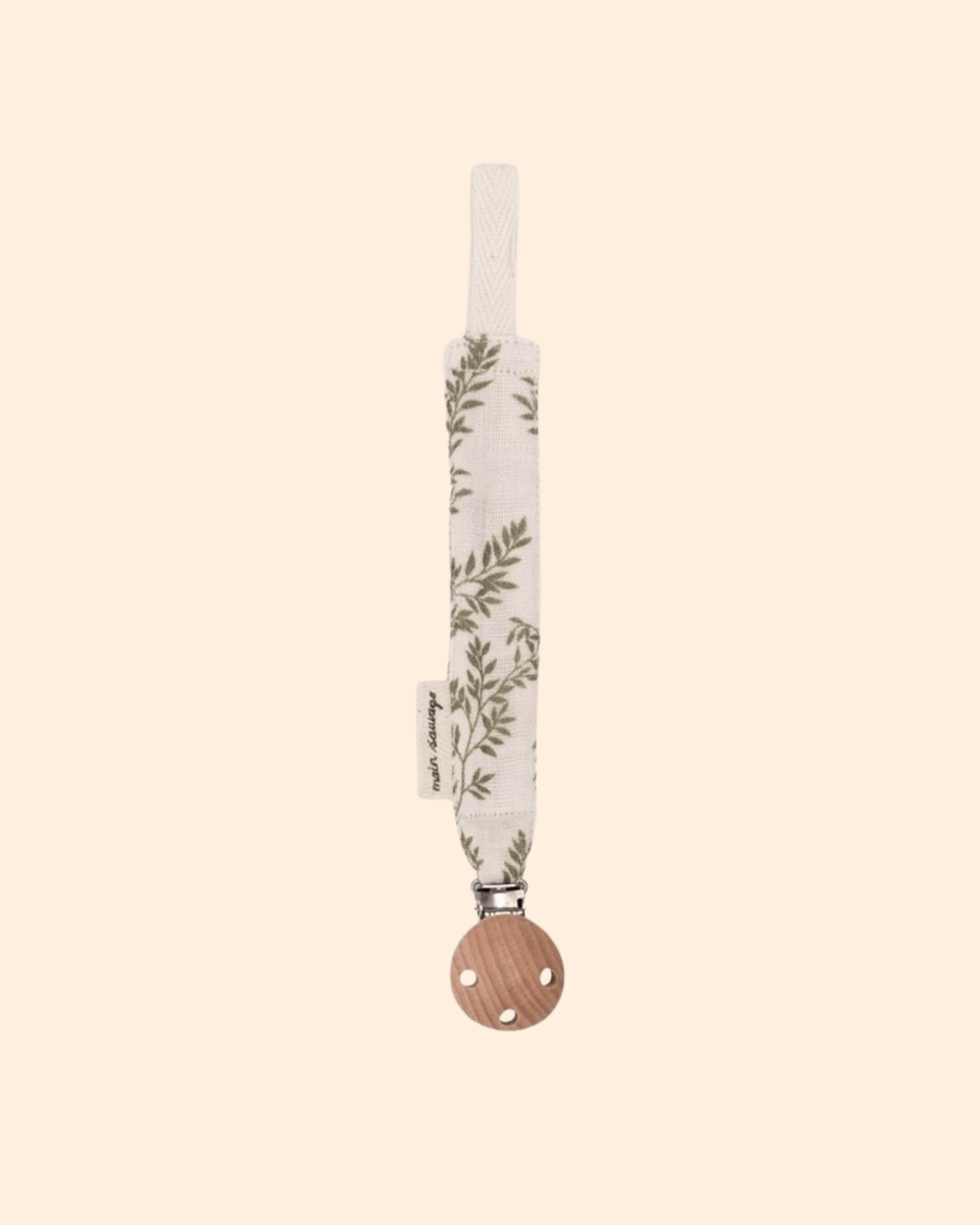 Attache tétine tissu bay leaves en coton