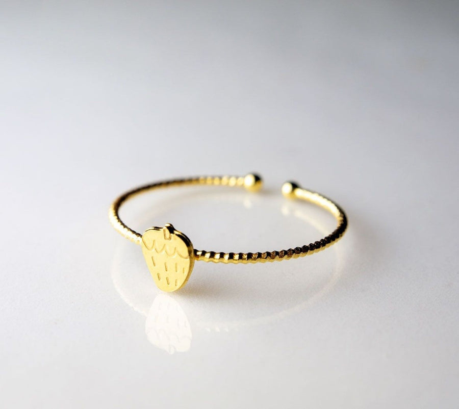 Bague enfant dorée fraise ajustable en laiton