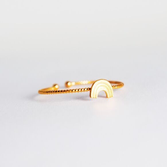Bague enfant arc-en-ciel doré ajustable en laiton