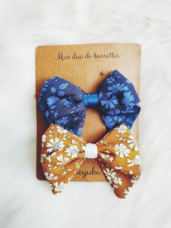 Barrettes nœud fille en tissu liberty