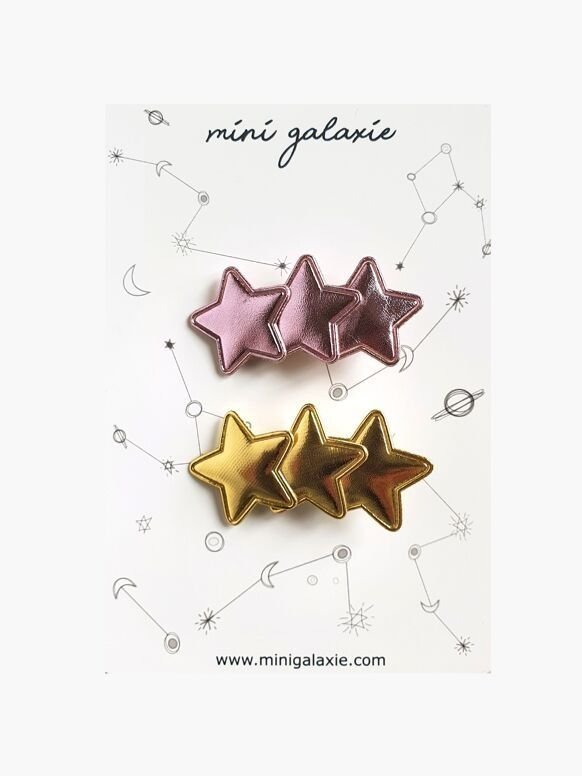 Barrettes enfant fille étoiles or et rose - mini galaxie