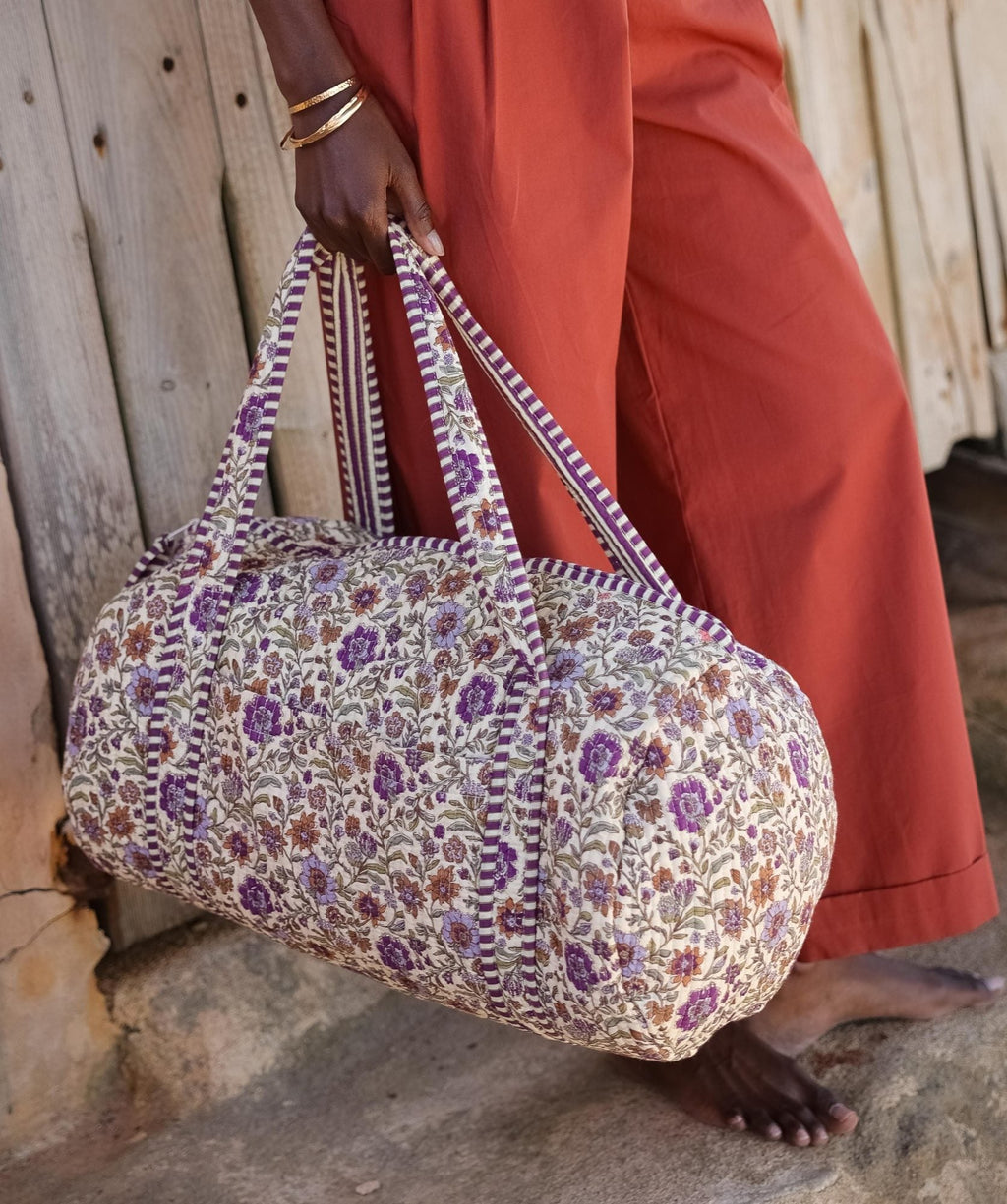 Sac week-end femme matelassé en coton Ashley lavande, Bëllemme - vue 5