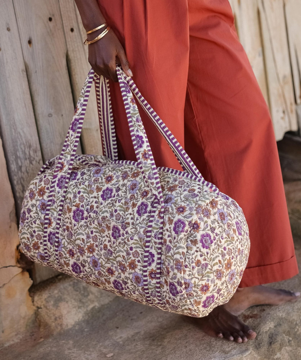 Sac week-end femme matelassé en coton Ashley lavande, Bëllemme - vue 5