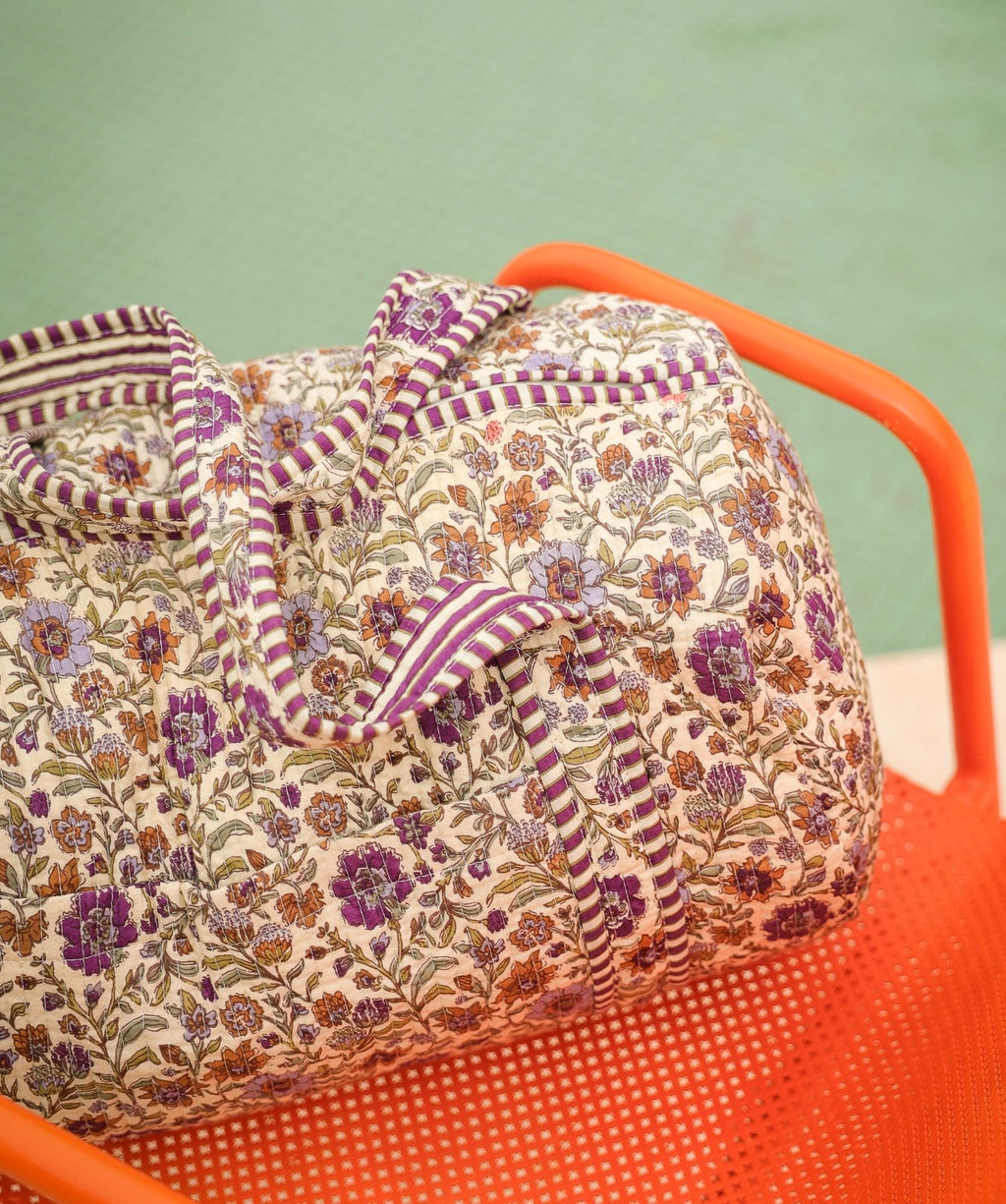Sac week-end femme matelassé en coton Ashley lavande, Bëllemme - vue 6