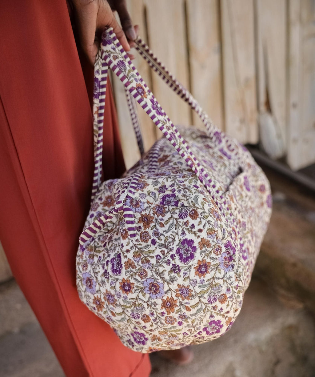 Sac week-end femme matelassé en coton Ashley lavande, Bëllemme - vue 3