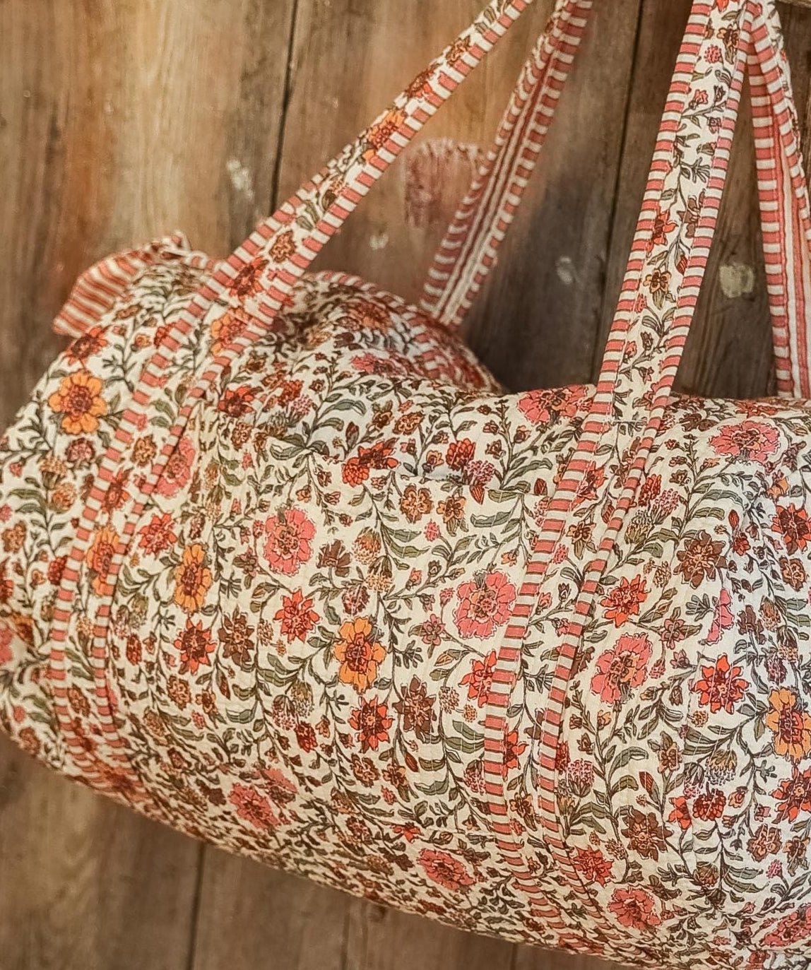 Sac week-end femme matelassé en coton Ashley pêche, Bëllemme - vue 3