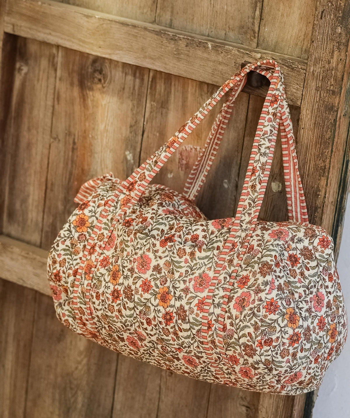 Sac week-end femme matelassé en coton Ashley pêche, Bëllemme - vue 2