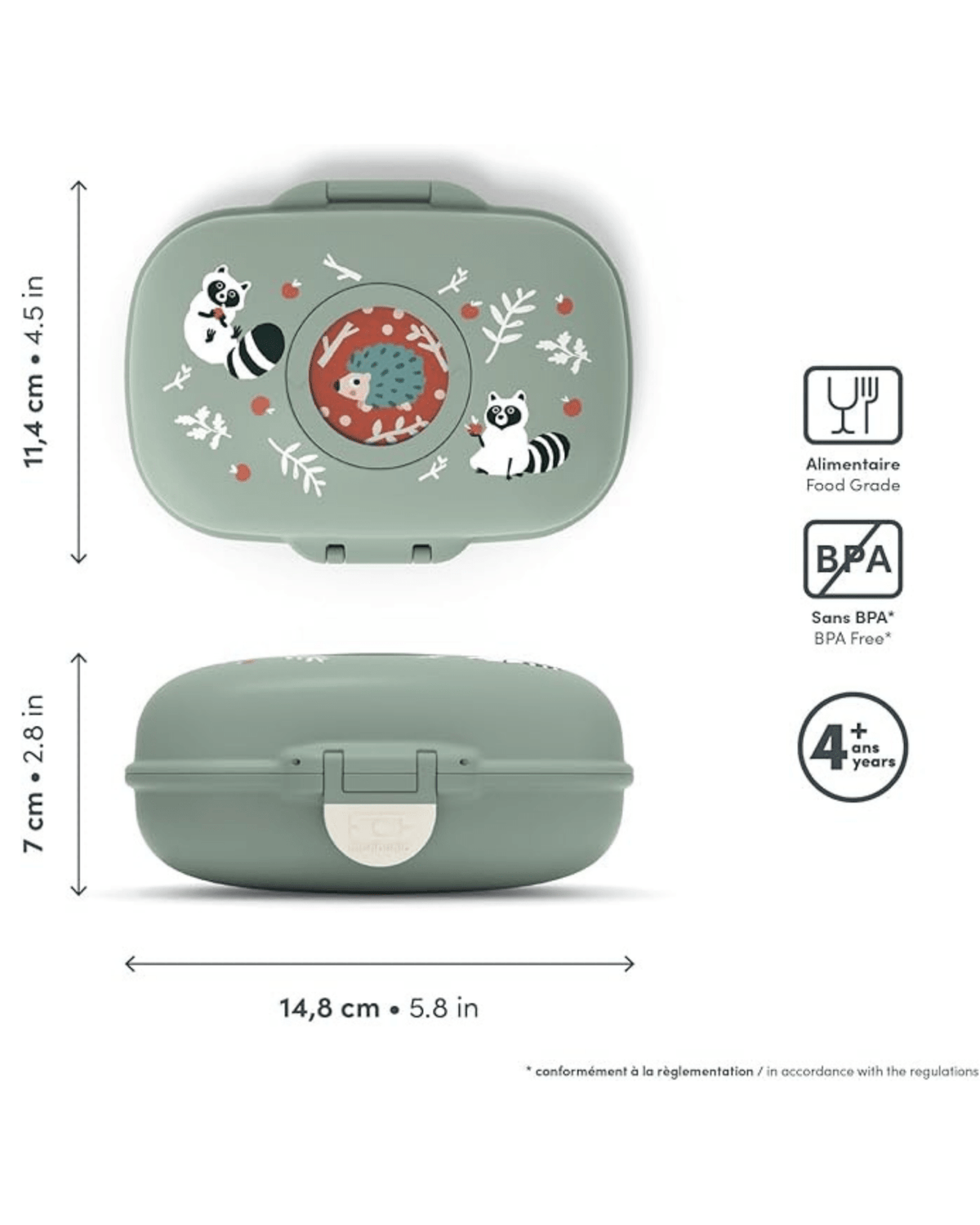 Boite à gouter enfant gram vert - monbento
