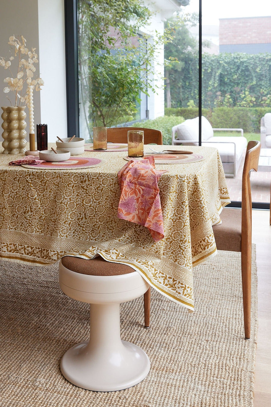 Nappe en coton block print Kamala Absynthe