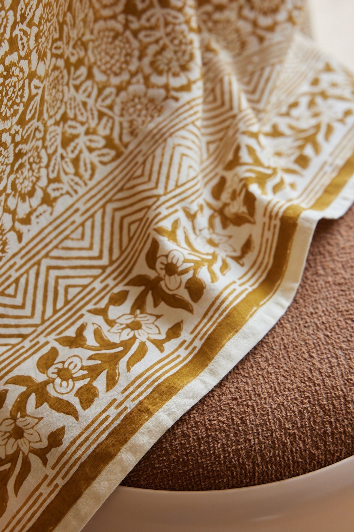 Nappe en coton block print Kamala Absynthe 170 x 300 cm - vue 6