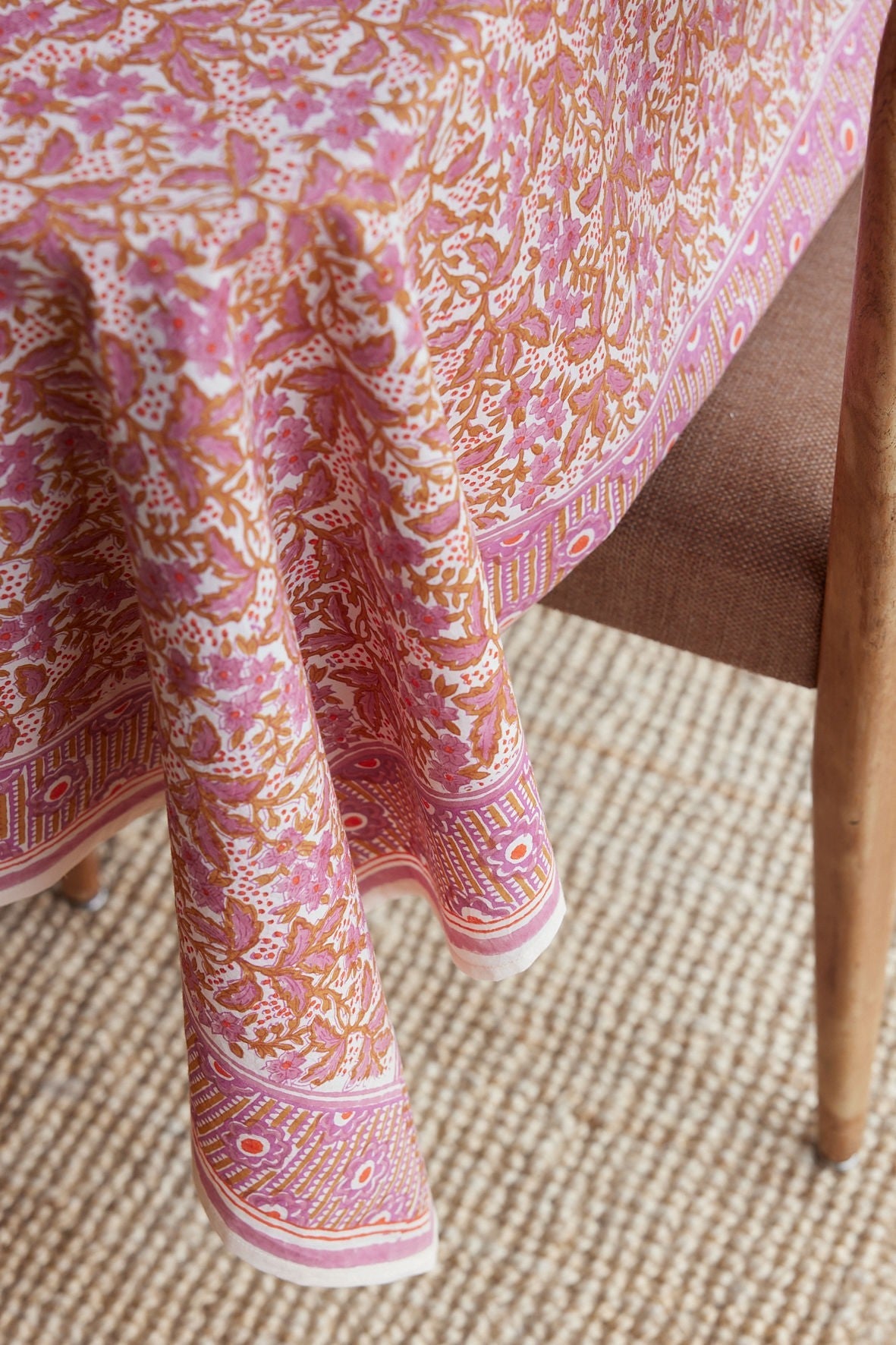 Nappe en coton block print Nalini Rose 170 x 300 cm - vue 1