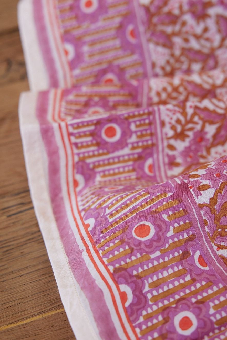 Nappe en coton block print Nalini Rose 170 x 300 cm - vue 4