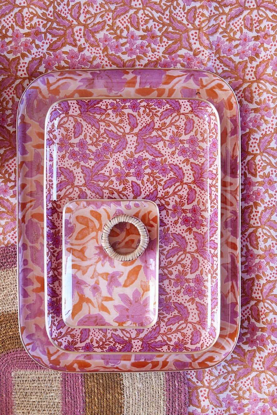 Nappe en coton block print Nalini Rose 170 x 300 cm - vue 7