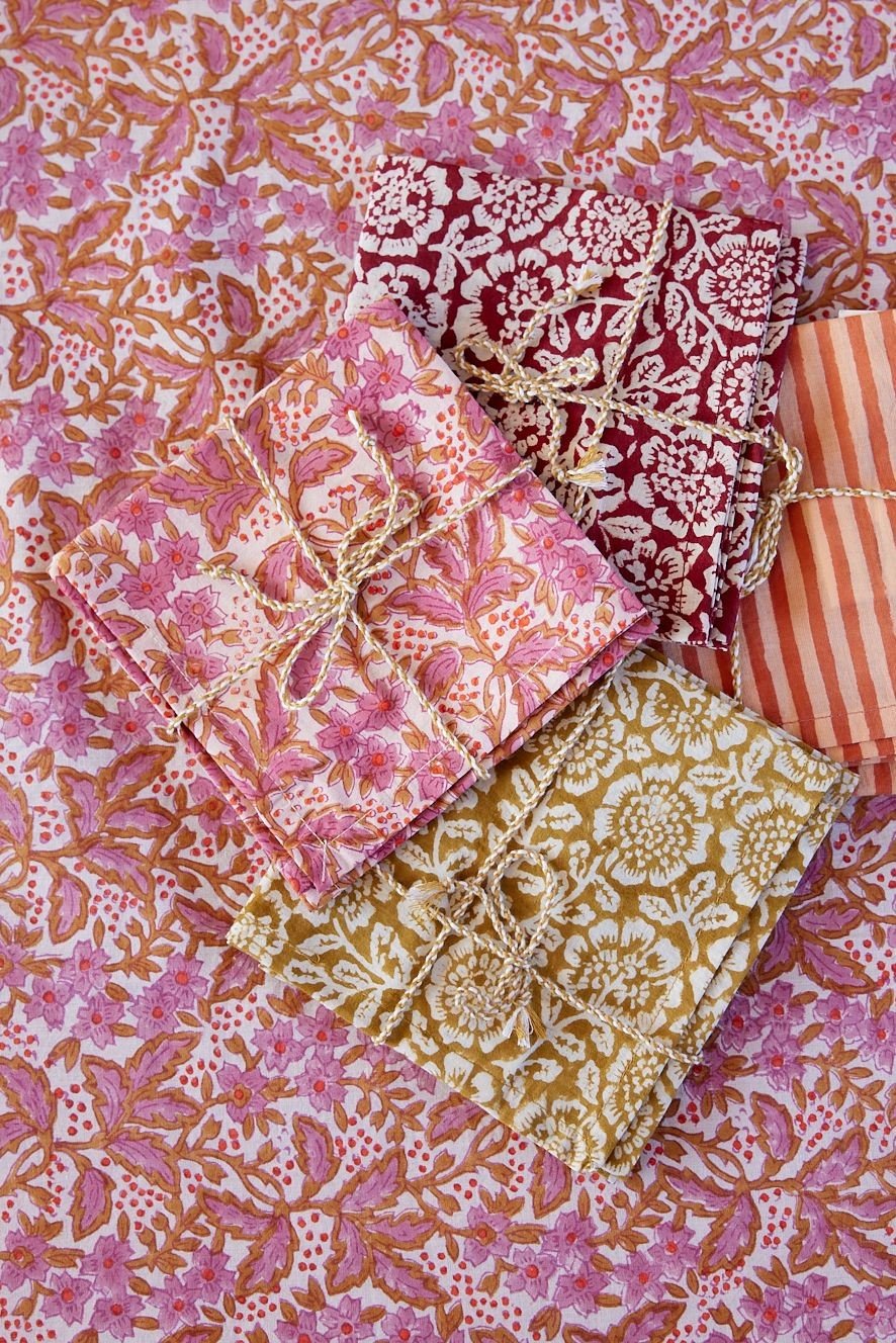 Nappe en coton block print Nalini Rose 170 x 300 cm - vue 9