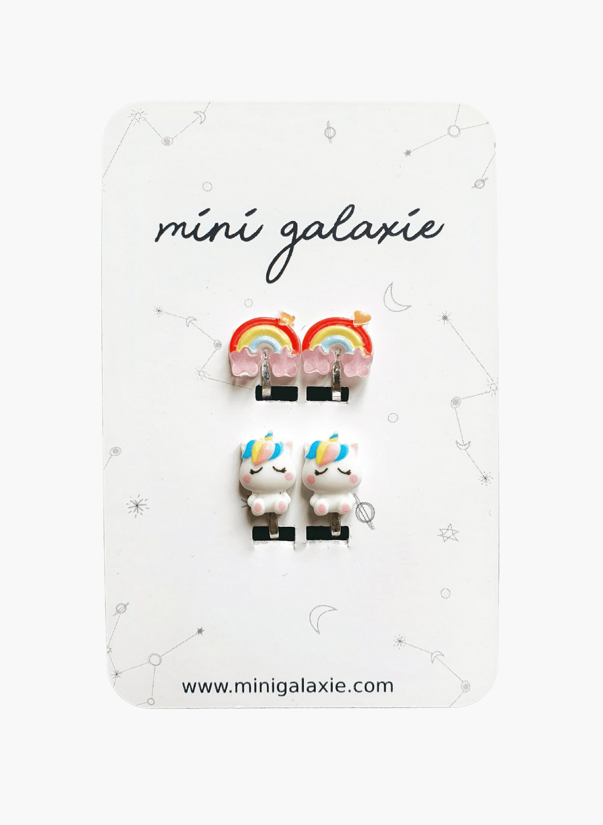 Boucles d'oreilles clips pour enfant licornes et arc en ciel 🌈