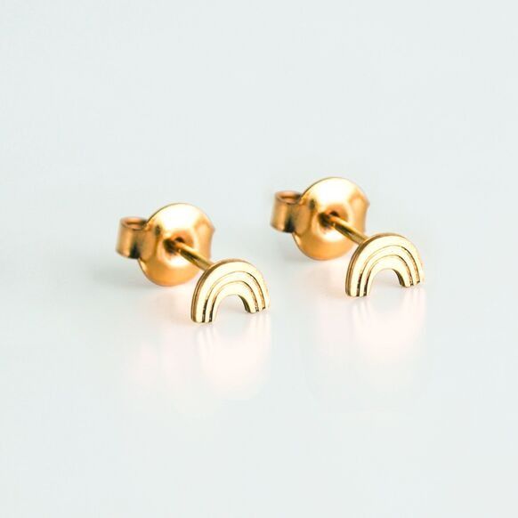 Boucles d’oreilles enfant arc - en - ciel doré - adorabili paris