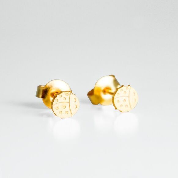 Boucles d’oreilles enfant coccinelles doré en laiton