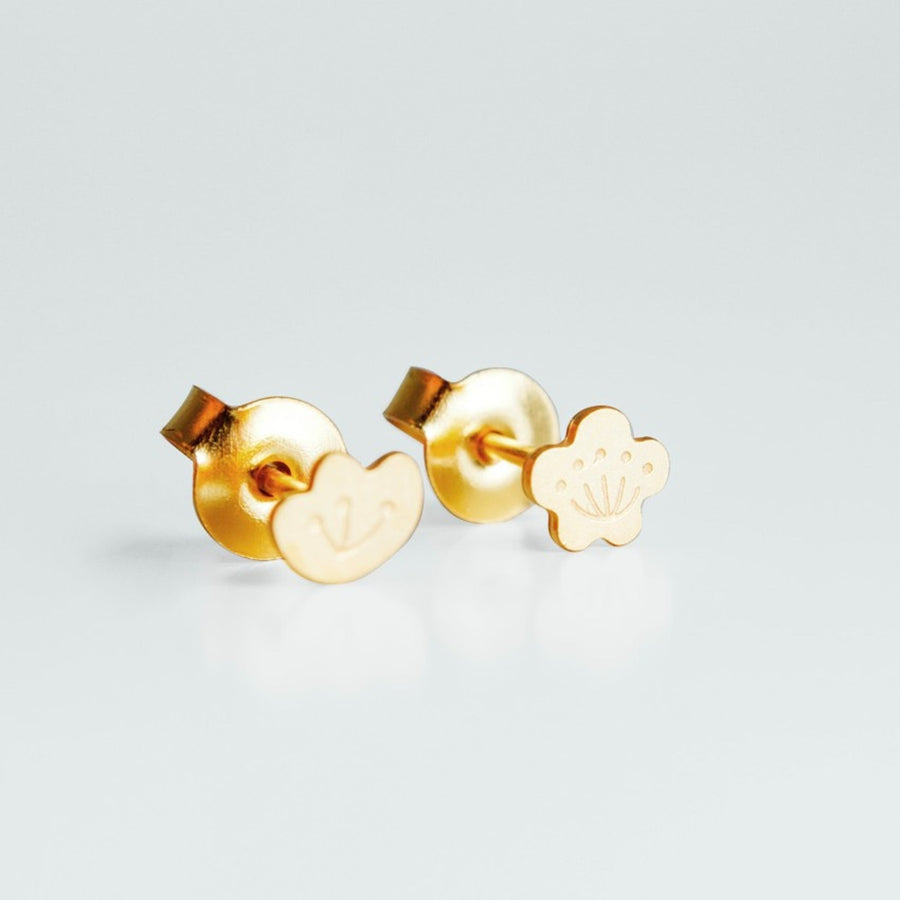 Boucles d’oreilles enfant sakura doré en laiton