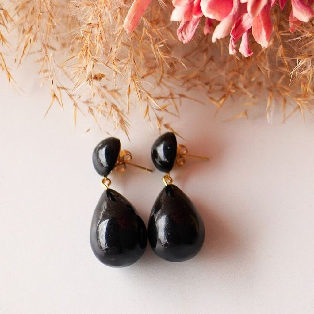 Boucles doreilles noires femme alis - azeria création