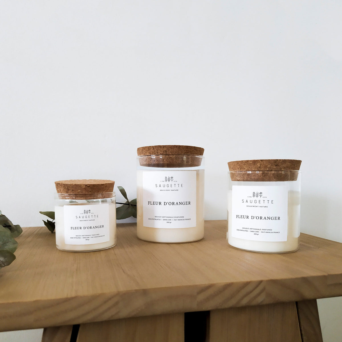 Bougie artisanale parfumée à la cire végétale - Fleur d'oranger